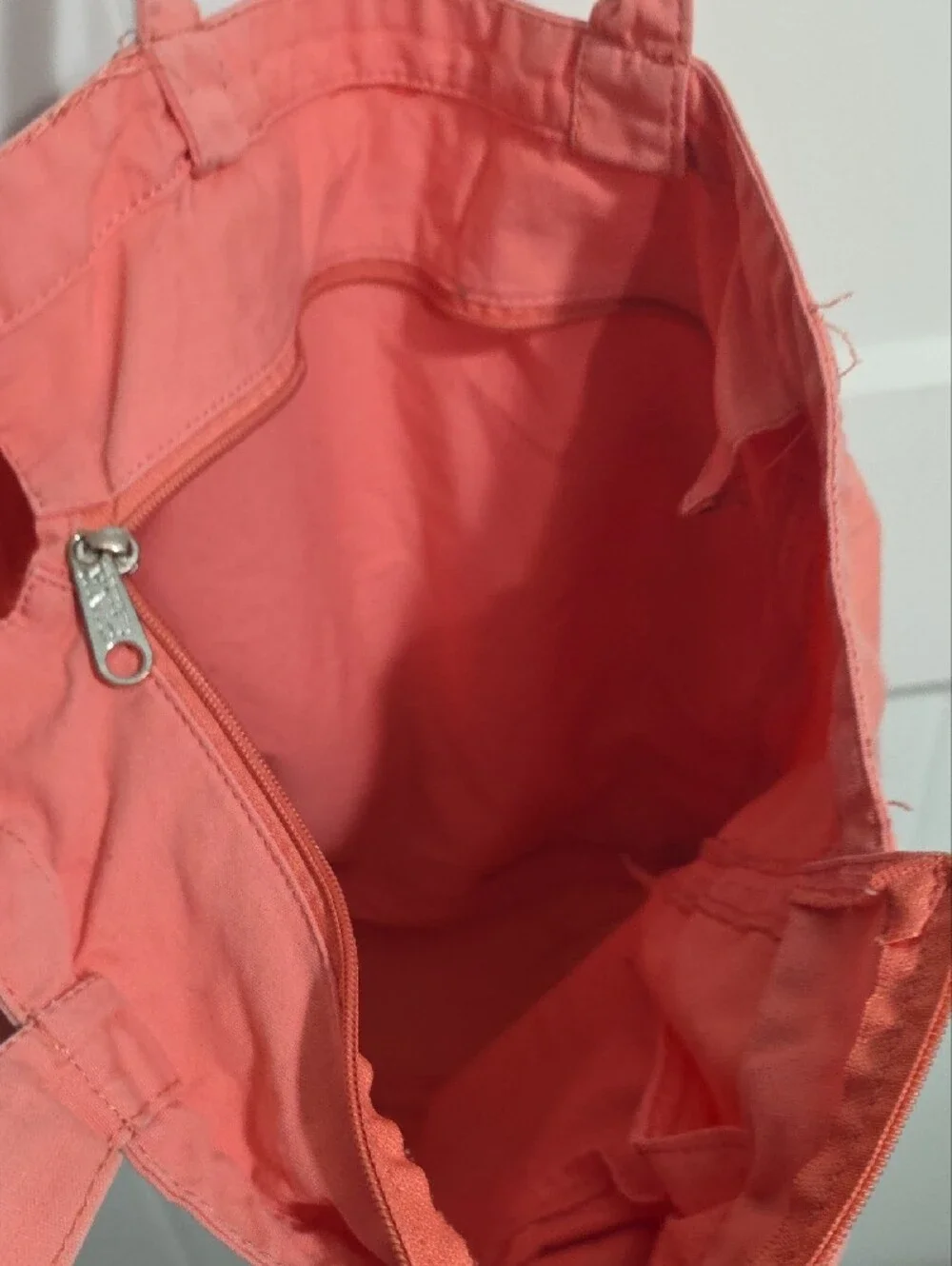 PINK Victoria's Secret Coral Pink Canvas Tote with Front Pocket